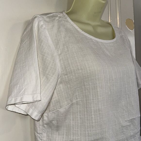 Vintage Russ Behrens white linen short sleeve short sleeve blouse - Picture 6 of 10